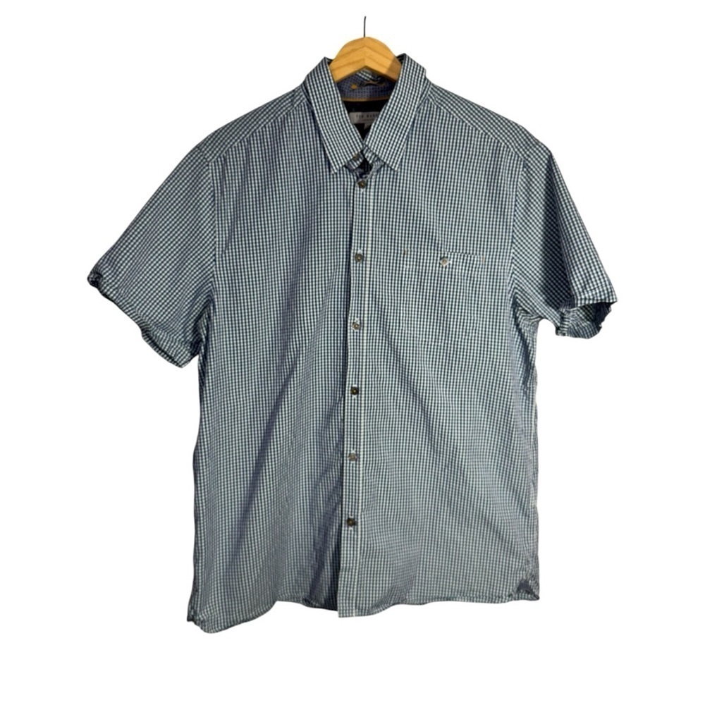 Ted Baker Plaid Gingham Short Sleeve Size 5 = Size XL